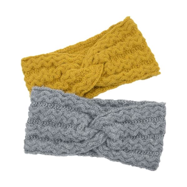 Knitted Women's Headband with Bow and Cable Pattern