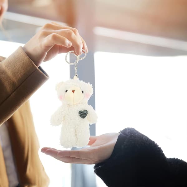 2 Pcs Plush Bear Keychain Teddy Bear Keychain Key Ring Hanging Ornament