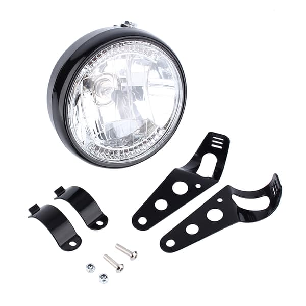 7\" Universal 12V H4 35W Round Motorcycle Yellow LED Headlight With Black Bracket