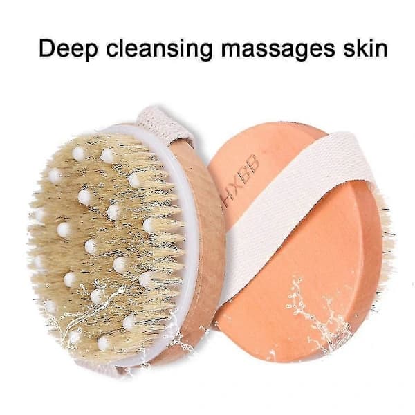 Kropsbørste, Neutral Tørbørste til Cellulite og Lymfe, Rund Eksfolierende Kropsskrubbe med Bløde Massagenoder