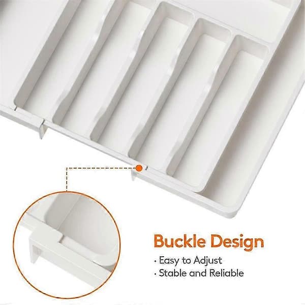 Cutlery Drawer Organizer, Extendable Utensil Tray for Kitchen, Adjustable Silverware and Cutlery H