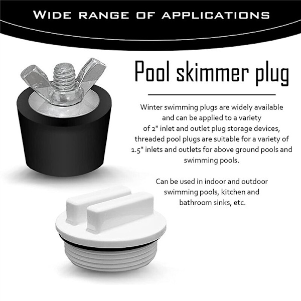 2 inch Pool Winter Plugs, 2 Pcs, Rubber Expansion with 1.5 inch Threaded Return Plug