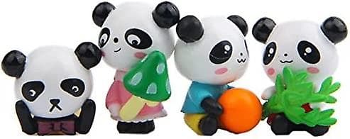 Panda-dukke Mini Panda-legetøj Panda-kagepynt Søde Panda-fødselsdagsfestdekorationer (12 stk/1 sæt)
