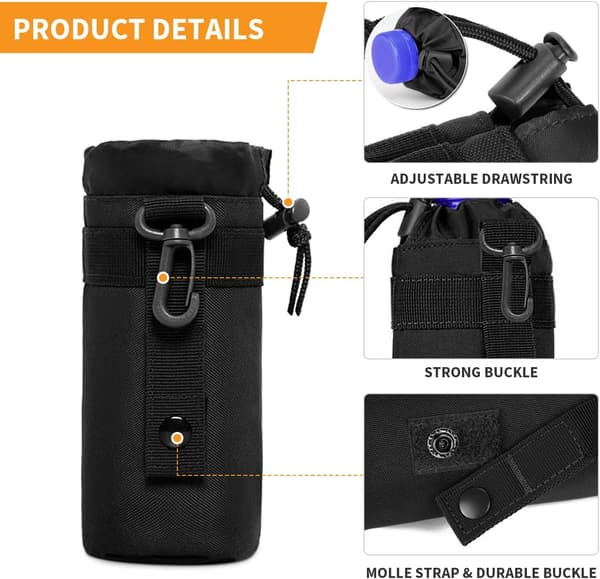 Tactical Soft Water Bottle Bag, Military Hiking Backpack Pockets