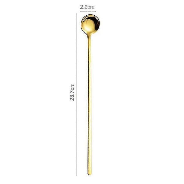 6 stk. langskaftede skjeer, blandeskjeer 24 cm rustfritt stål