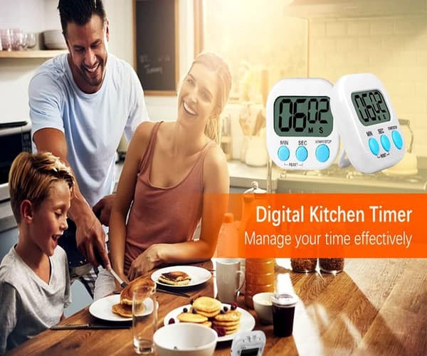 Kitchen Timer, Magnetic Countdown Clock Large LCD Digital Cooking Timer Screen Loud Alarm Adjustable Counter Countdown and Stopwatch