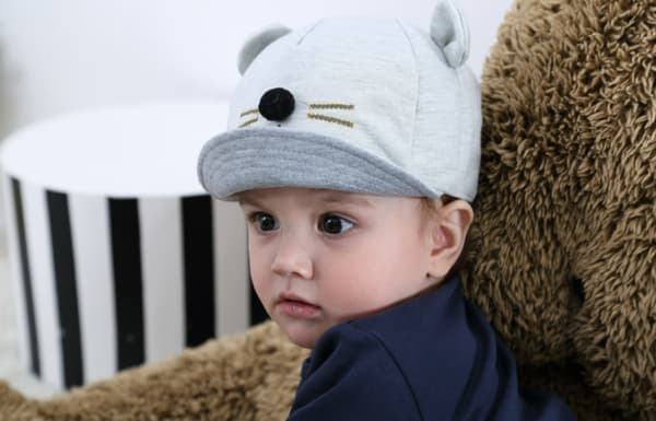 Barn Baby Kanin Keps med Skärm Bomull Mörkgrå Grå