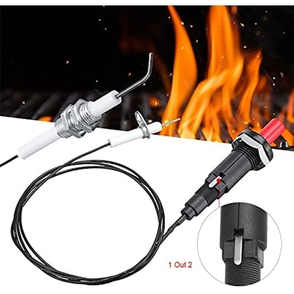 2-pack Piezo Igniter Kit Push Button Ceramic Spark Ignition for Gas Grill Propane LPG NG Outdoor Cooking 9 cm