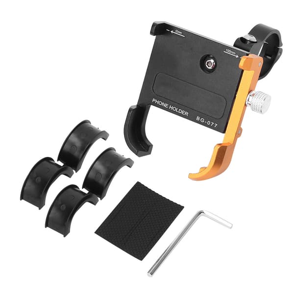 Aluminium Alloy 360 Degree Rotating Bicycle Phone Navigation Fixed Bracket Black Gold