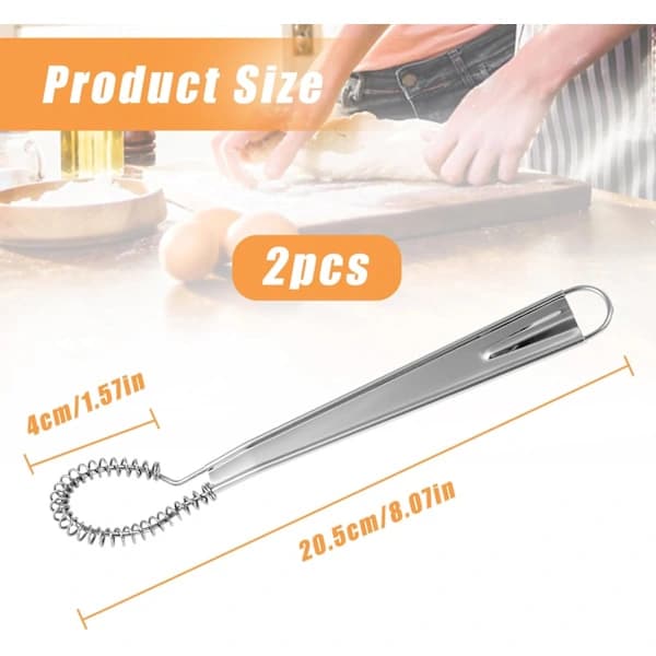 2-pack Mini Whisk Hand Small Hand Whisk Handheld Small Egg Beater Whisk Manual Hand Whisk for Coffee Sauce Milk Mixing