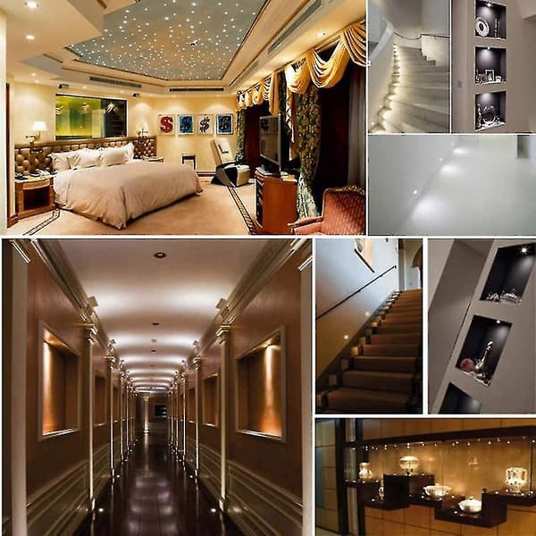 Sorte 9 stk. Mini 12V 1W LED Indbyggede Spotlights IP65, 3000K (120, Varm Hvid).