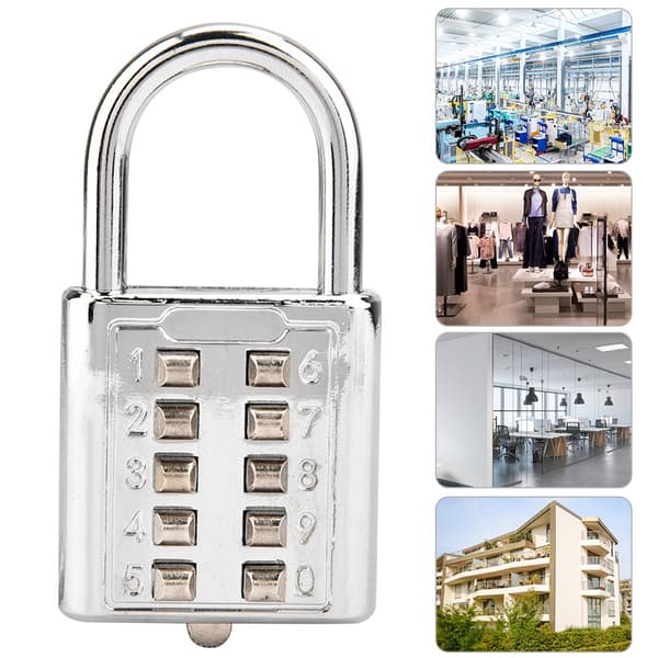 10-Digit Push Button Combination Padlock Blind Button Padlock