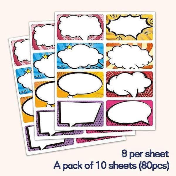 160-pakning, Superhelt Navnelapper - 8 design, 7,6 x 5 cm