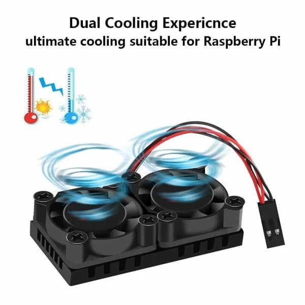 Dobbelt blæser med køleplade til Raspberry Pi 4 Model B, ultimativ dobbelt køling
