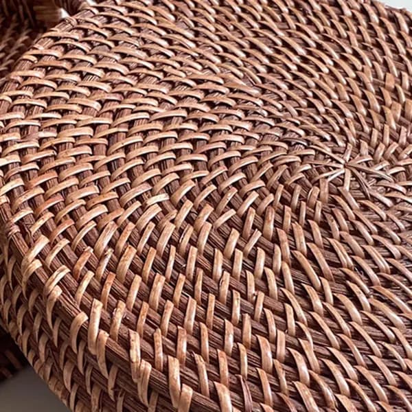 Round Rattan Serving Tray Hand-Woven Decorative Basket for Fruit Bread Snacks Home Kitchen Coffee Table Brown 11 Inch Brown S Brown S