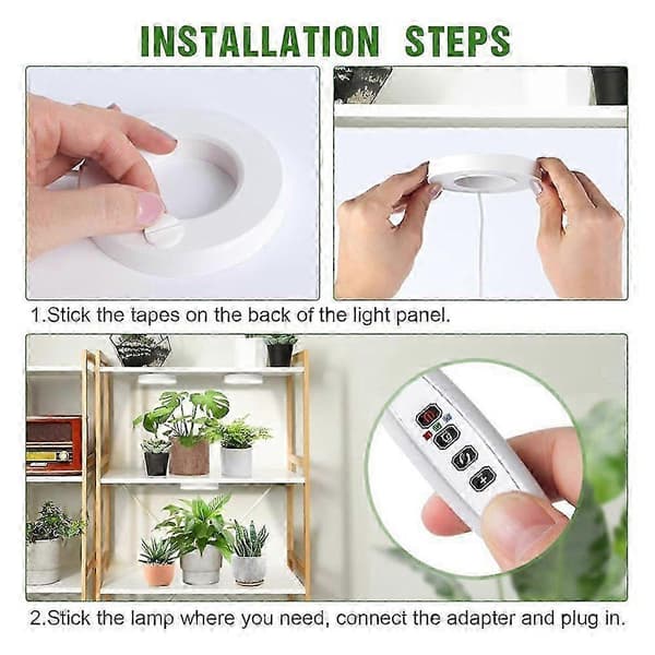 Full Spectrum LED Grow Light Auto On/Off Timer Ceiling Under Cabinet Halo Plant Light Yellow and White Light 1 pc