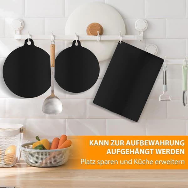 Induction Hob Protector Mats, Heat-Resistant Silicone, Scratch Protection, 5-Piece Set For Induction And Ceramic Hobs, Black