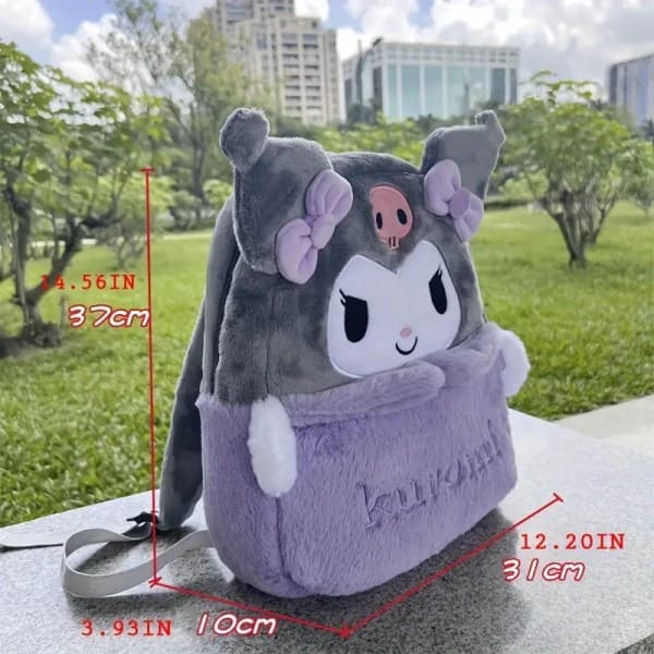 Cartoon Cute Plush Backpack Bag Cinnamoroll Kuromi Heart Large Capacity