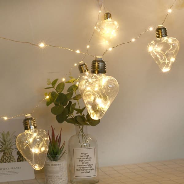 4.8m Long String Lights with 10 Beautiful Heart Lamps and 100 Copper Wire LEDs KLB