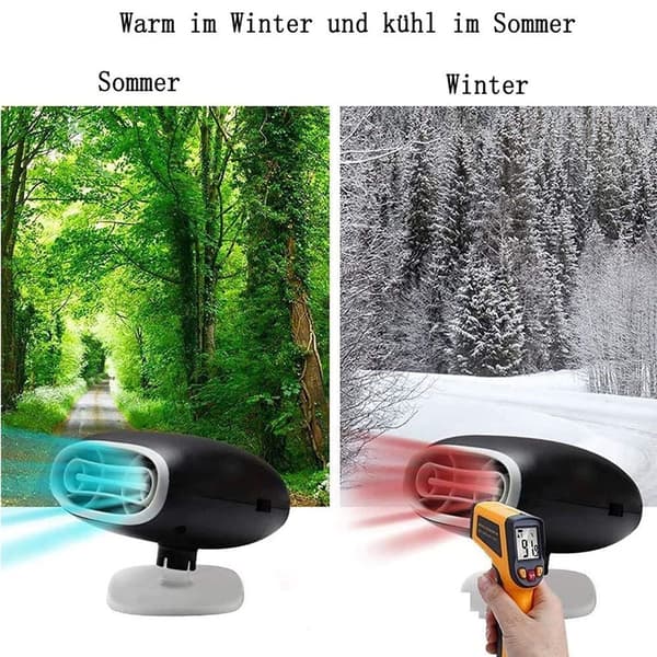 12V Bærbar Bilvarmer, 150W Bilvarmer Defroster, 2 i 1 Bilfrontrute KLB