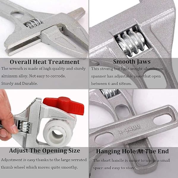 Adjustable Wrench 6-68mm, Short Handle Adjustable Wrench