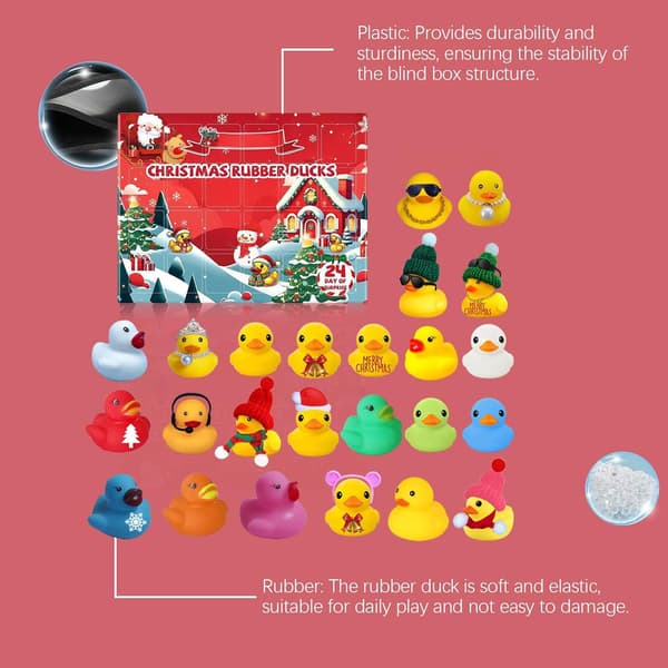 Rubber Duck Advent Calendars 2025 | 24 Days Christmas Ducks Countdown Calendar | Cute Duck Bath Toy