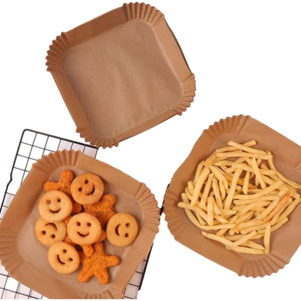Bakepapir - Airfryer bakepapir - Engangsformer - Airfryer tilbehør - 100 stykker - Kvadratisk