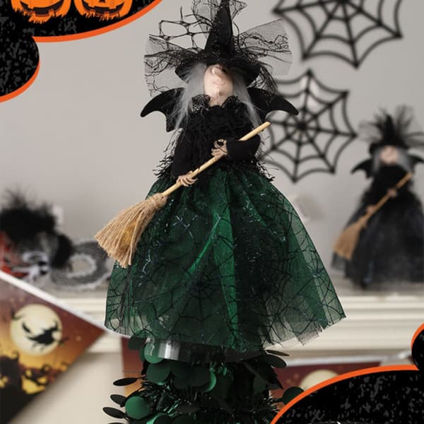 Halloween Veil Witch with Cobweb Skirt Doll Halloween Desktop Decoration Party Decor Haunted House Props