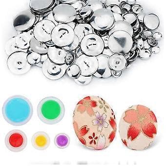 100 Pcs Button Covers, Button Cover Kit with 5 Different Sizes of Buttons and Tools to Make Your Own Button