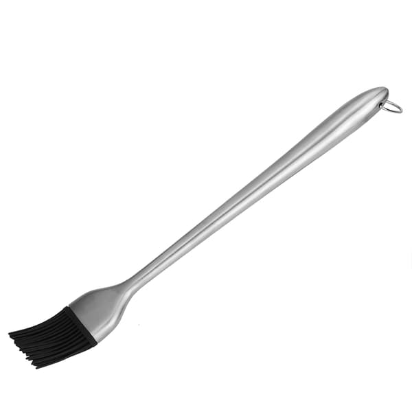 Grillbørste med silikonhode og håndtak i rustfritt stål for olje og marinade (30 cm)