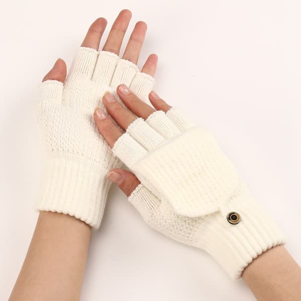 Dam vinterhandskar, 2-pack varma stickade konvertibla fingerlösa handskar 4 KLB