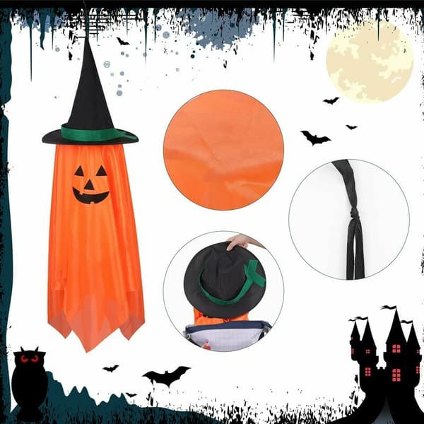 Halloween græskar, græskar lanterne, græskar vedhæng, græskar med heksehat, Halloween dekorationer