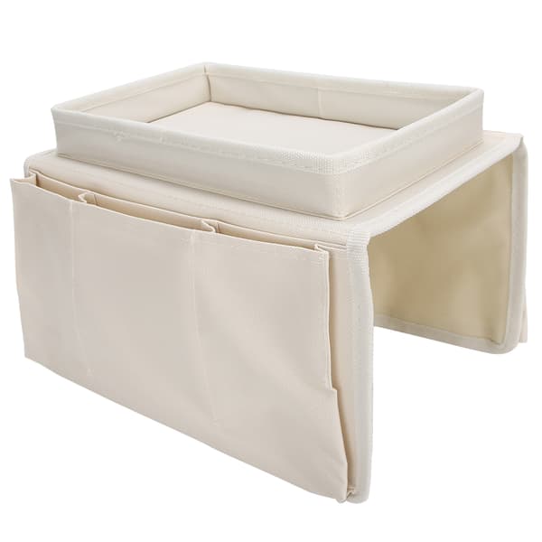 4 lommer sofa armlene TV fjernkontroll Organizer Lenestol Sofaveske med koppholderbrett Beige