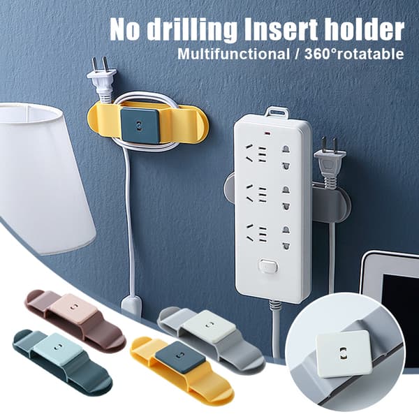 New Rotating Socket Holder Punch-Free Wall Socket Power Strip Storage Plug Hook Cord Winder Yellow Yellow