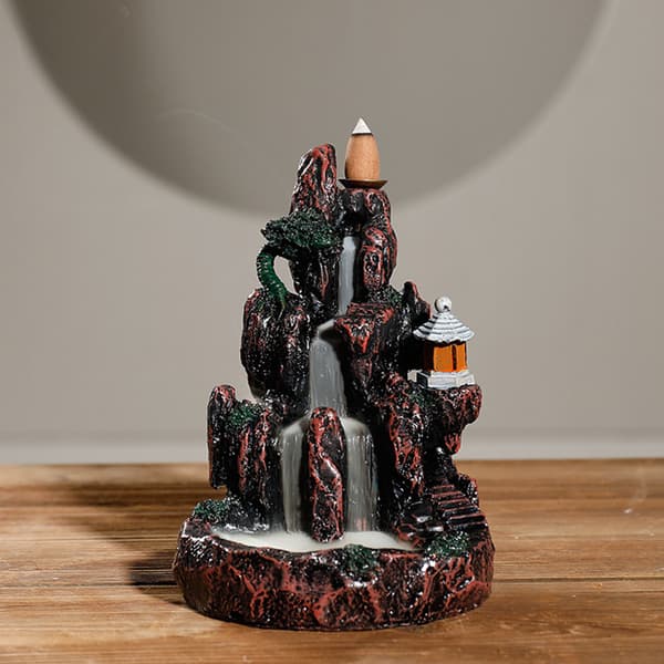 Backflow Incense Cone Burner Resin Xiang Holder With LED Light & 20 Incense Mountain Aromatherapy Ornaments For Home C C