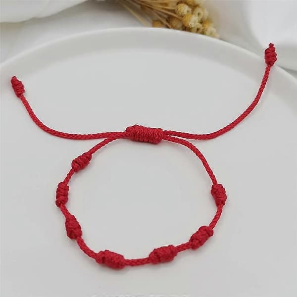 2 Pcs Lucky Red String Bracelet 7 Knots Protection Rope Amulet New Year Gift
