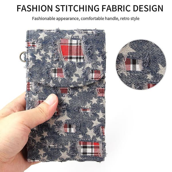 Dark Blue Multifunctional Mobile Phone Messenger Bag with Card Slots and Leather Women's Wallet