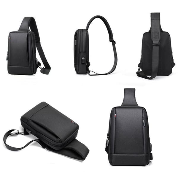Crossbody-taske til mænd og kvinder, afslappet skuldertaske, bryst sort