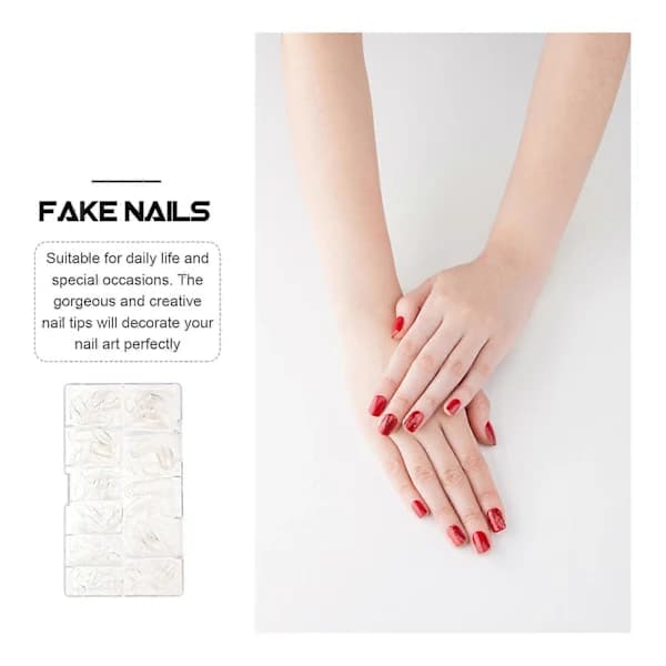 1 Box of False Nails, Transparent, Full Cover, Square, Short, Press-on Nails