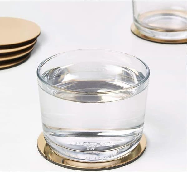 IKEA Glattis Coaster Sæt med 6 med Holder Guld/Messing 8,5 cm Dia (FMY)