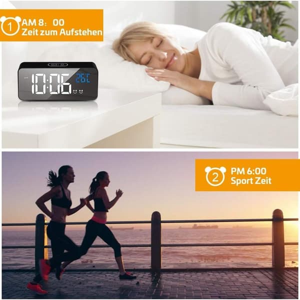 Digital väckarklocka, LED digital klocka bordsklocka med röststyrningsfunktion och