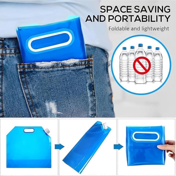 4-pack Foldable Water Containers, Portable Water Carrier with Tight-fitting Lid for Outdoor Use and Camping Accessories