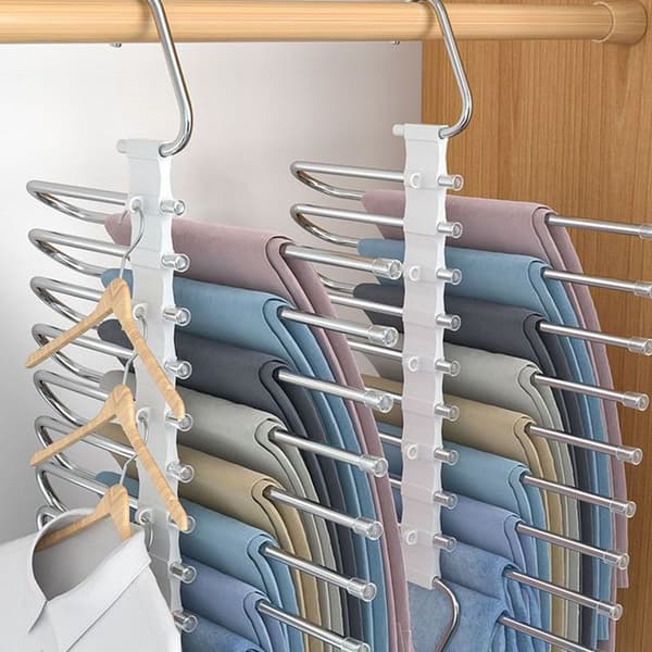 Multifunctional White Trouser Hangers, 2-Pack Space-Saving Trouser Hangers
