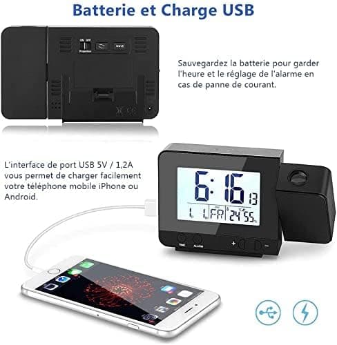 Projection Alarm Clock, Digital Projection Alarm Clock with L