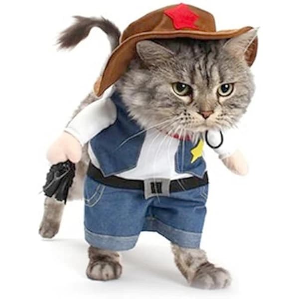 Julekostumer til hund eller kat, cowboy med hat