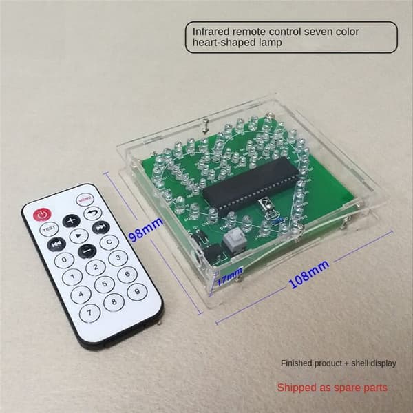 DIY Electronic Kit Colorful LED Flash Love Heart DIY Remote Control Soldering Project Valentine's Day Gift with Case