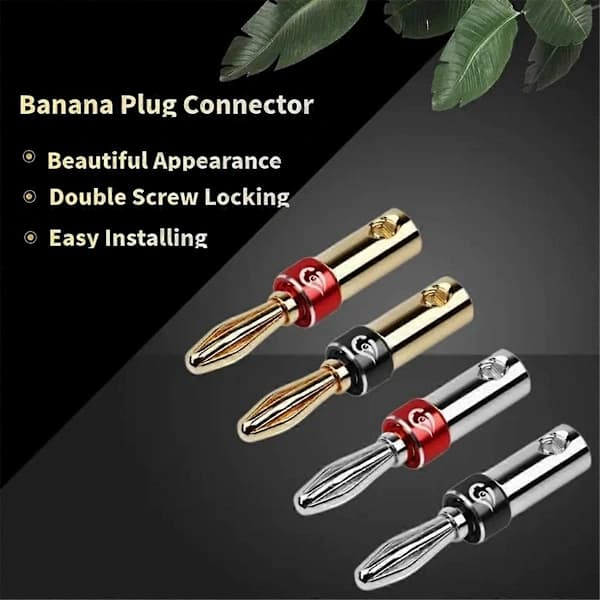 4 pcs Audio Banana Plug Audio Jack Bananas Speaker Terminal for 4mm Binding Post Double Screw Lock