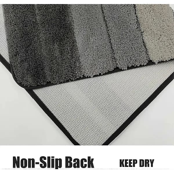Absorberende skridsikker mikrofiber badeværelsesmåtte med striber, beige