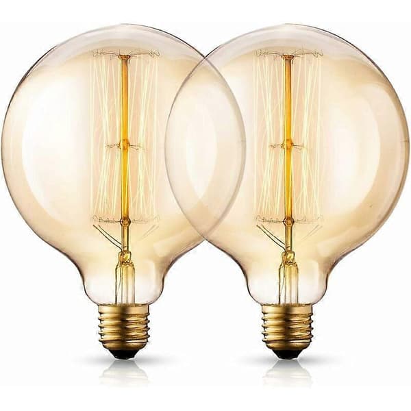 Set of G125 King Size Globe Vintage Edison, 40W E27 Old Fashioned - Industrial - Dimmable - Decorative Light Bulbs, 2-pack-FX-