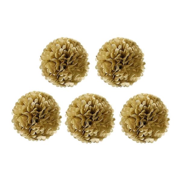 5 stk 8\" Gull Silkepapir Pom Pom Blomsterball